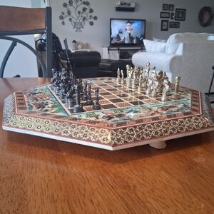 Intricate Katham Inspired Inlaid Chess Set
